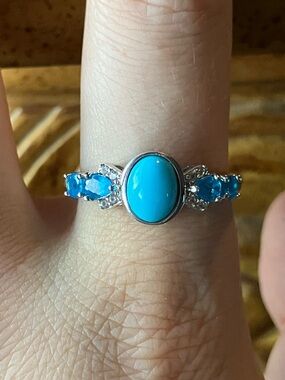 Sleeping Beauty Turquoise Blue Apatite Sterling Silver Ring Size 10